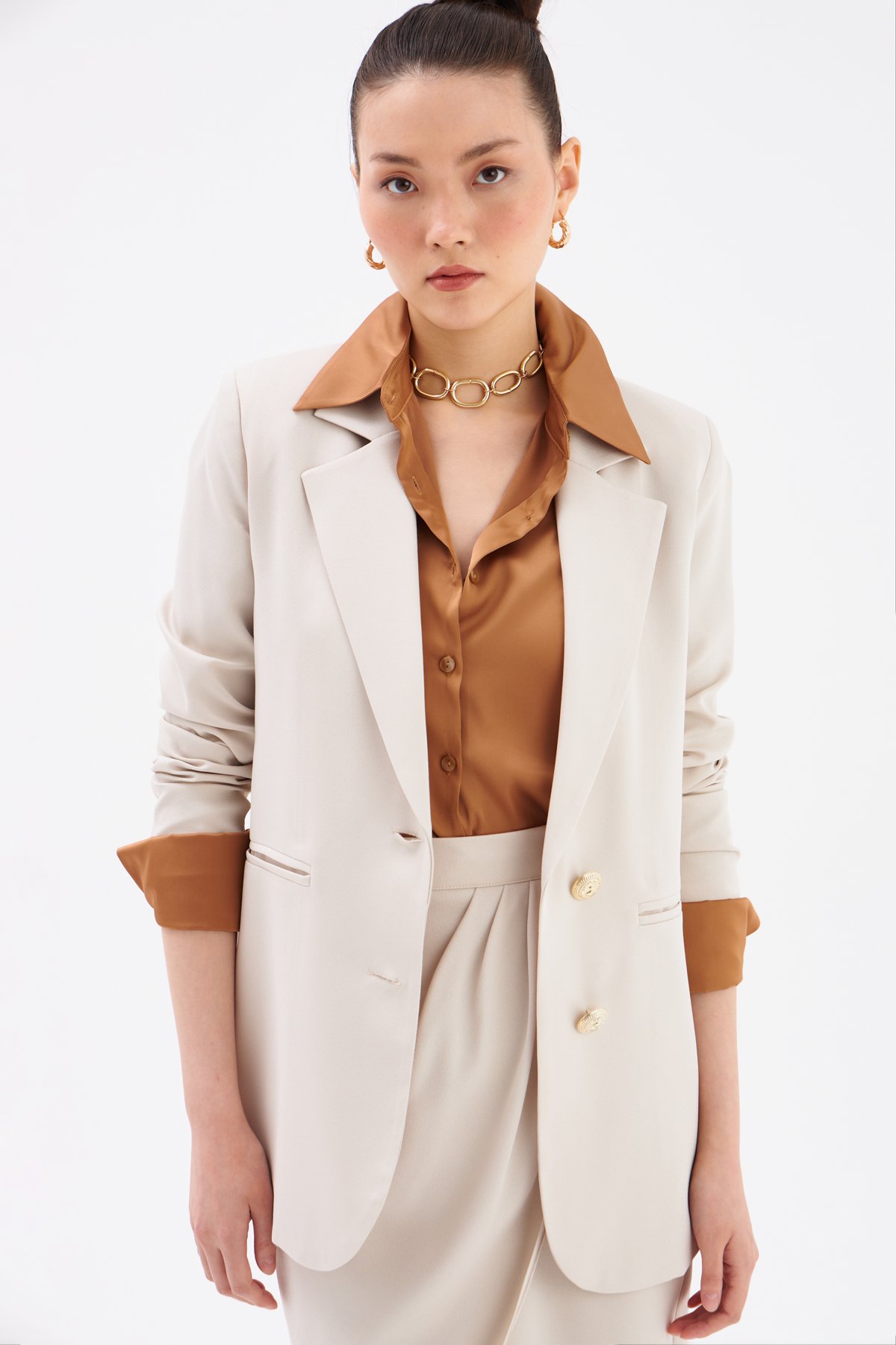 Saten Krep Ceket - TAŞ