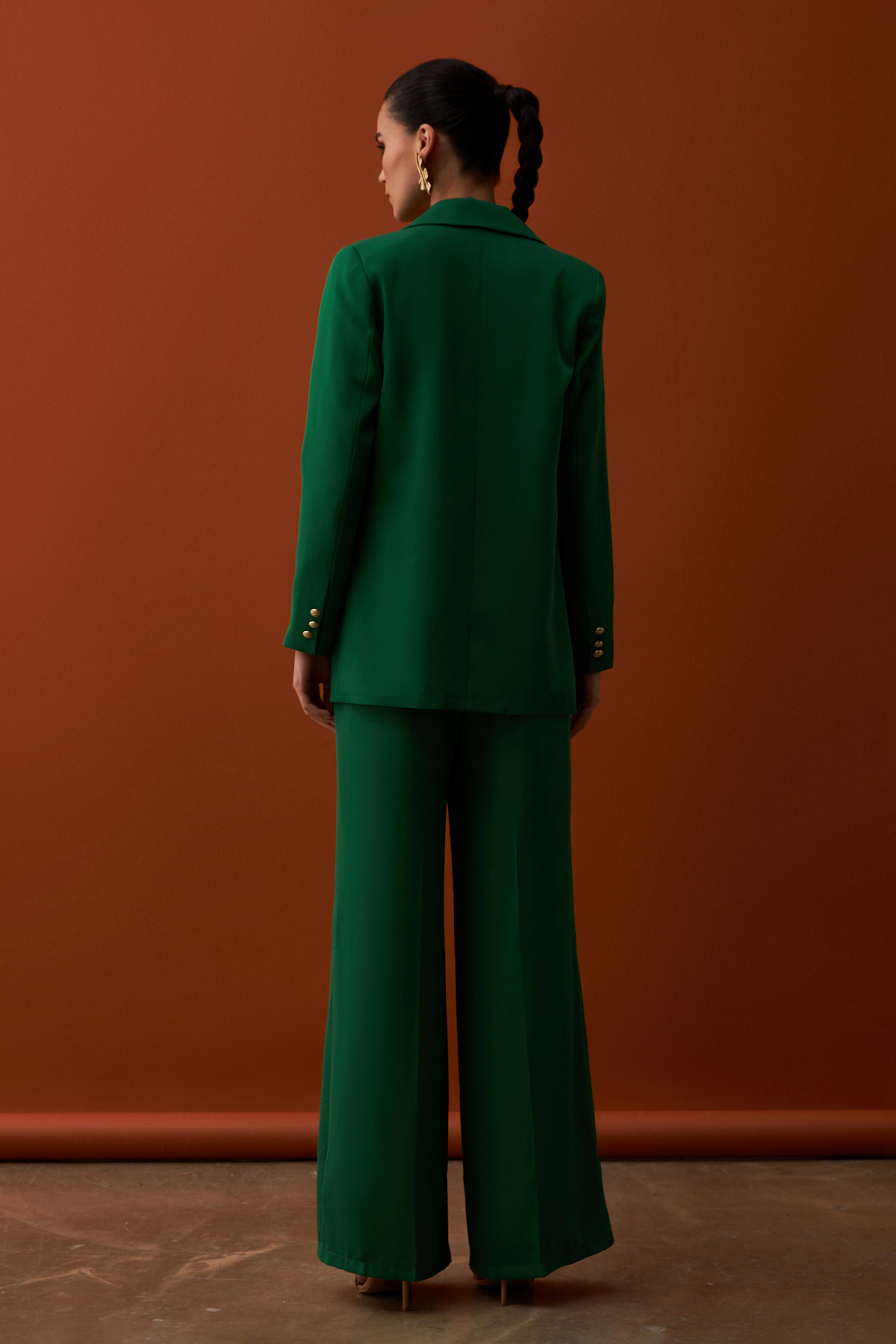 Saten Krep Ceket - YEŞİL