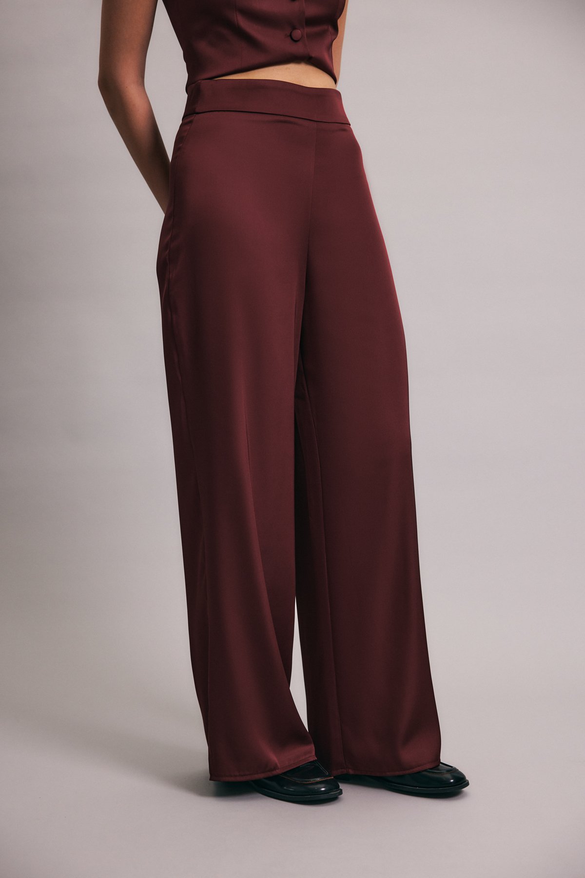 Saten Pantolon - Bordo