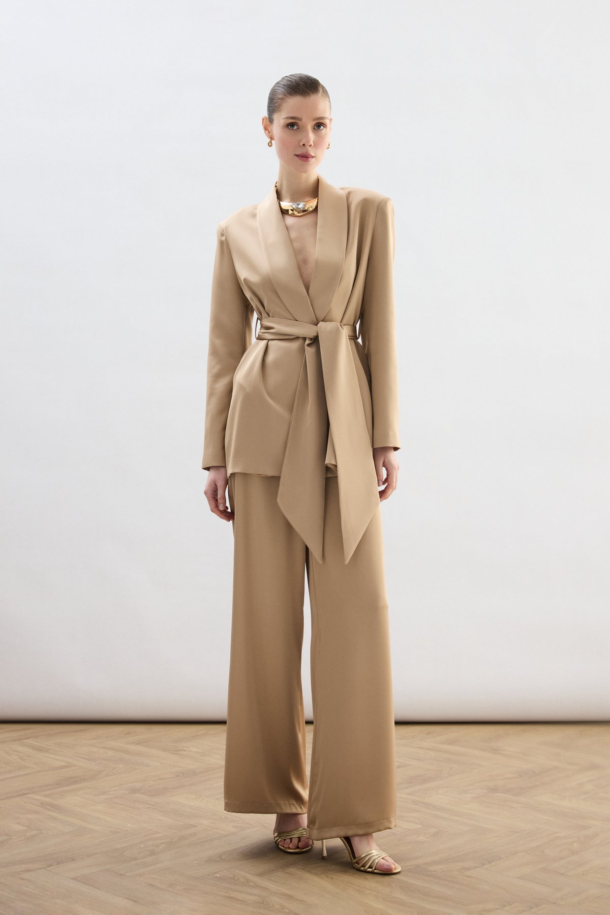 Saten Pantolon - Camel