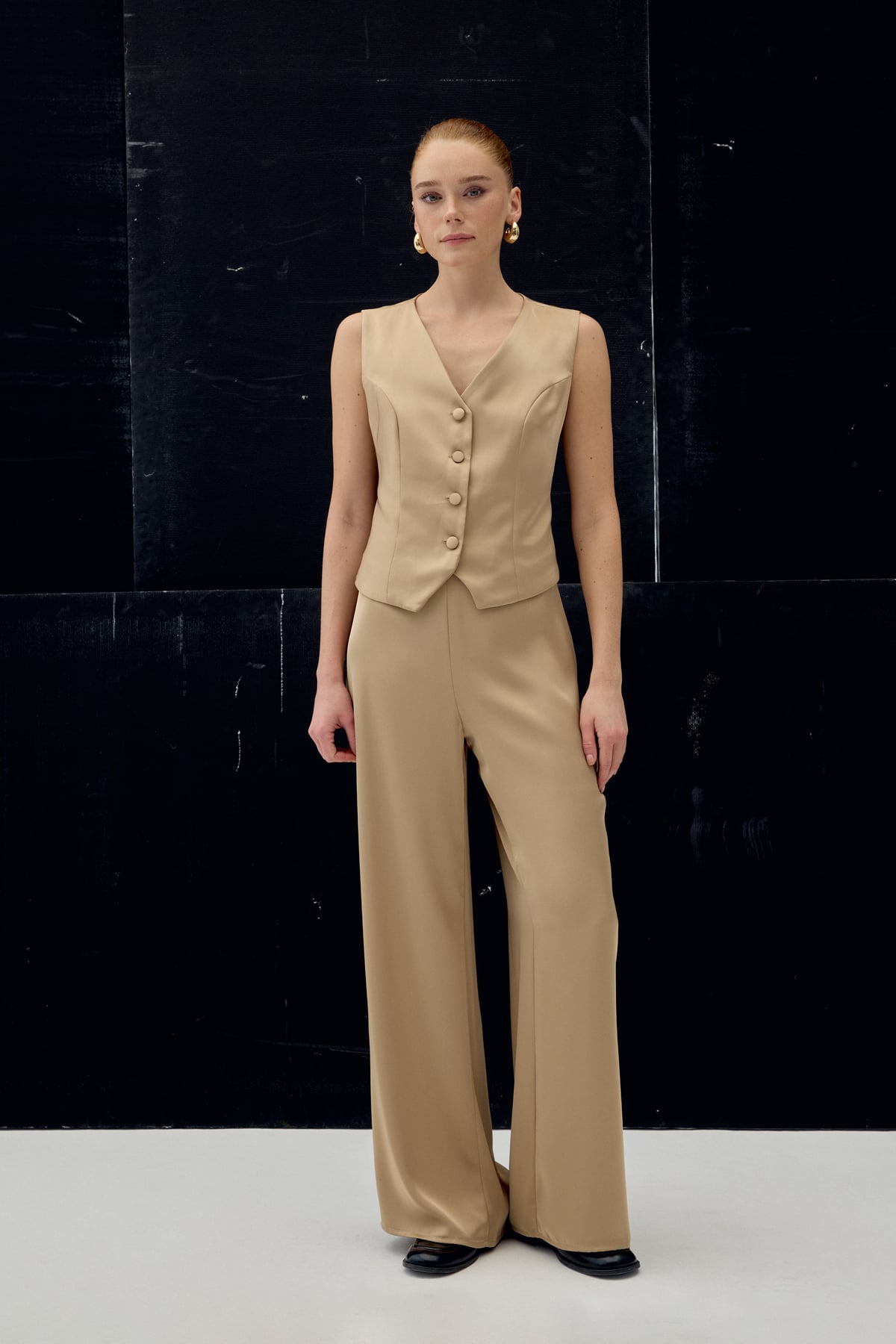 Saten Pantolon - Camel