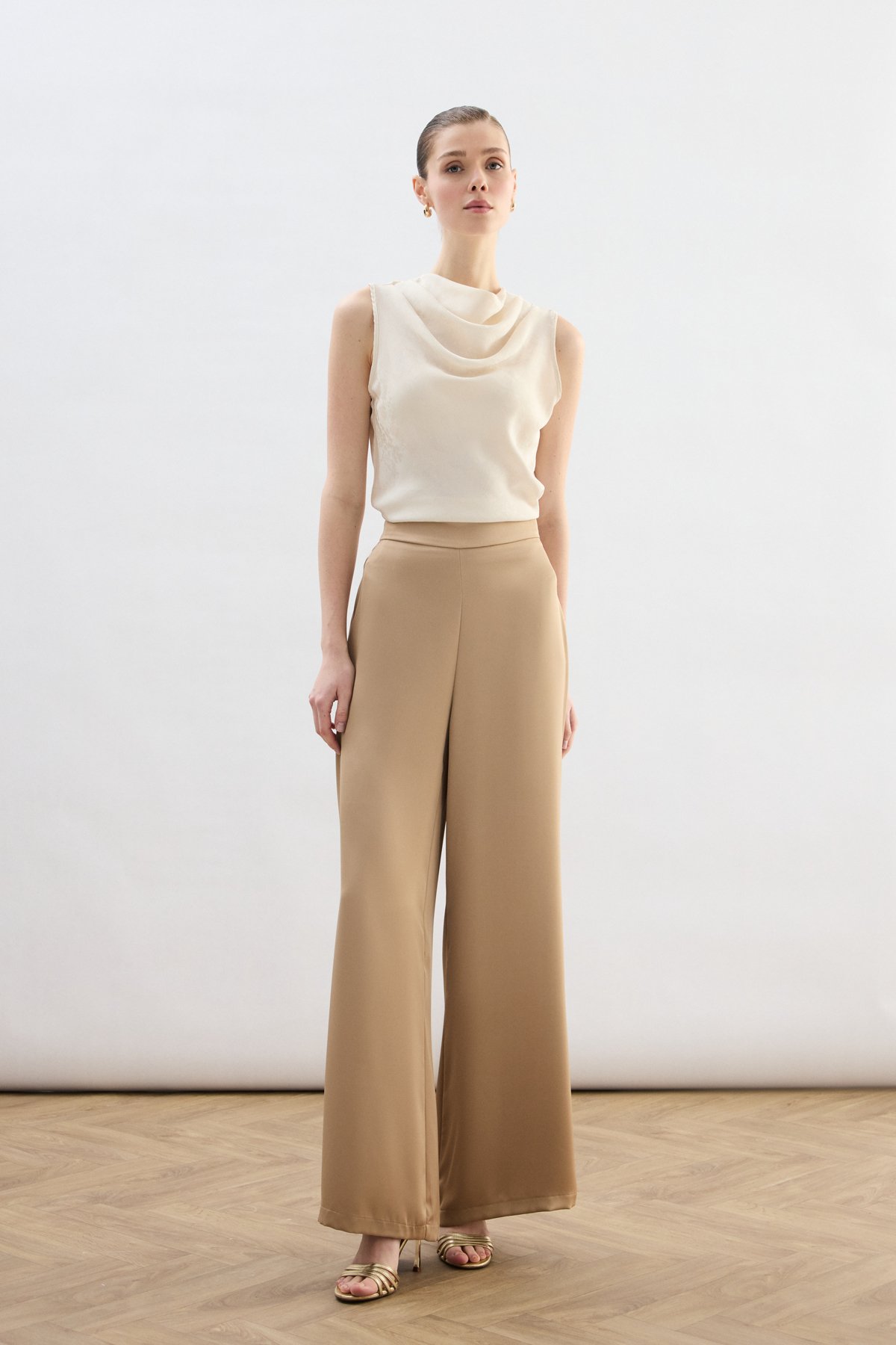 Saten Pantolon - Camel