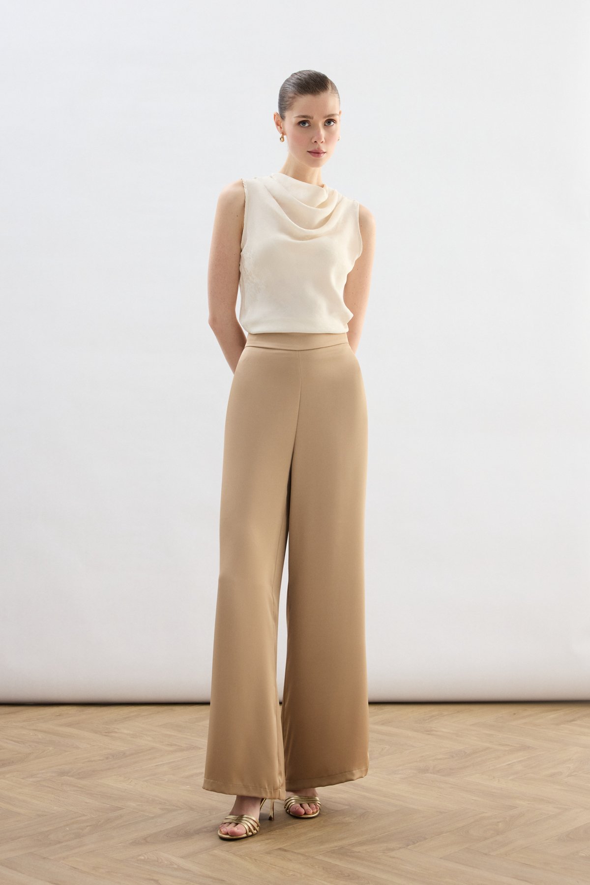 Saten Pantolon - Camel