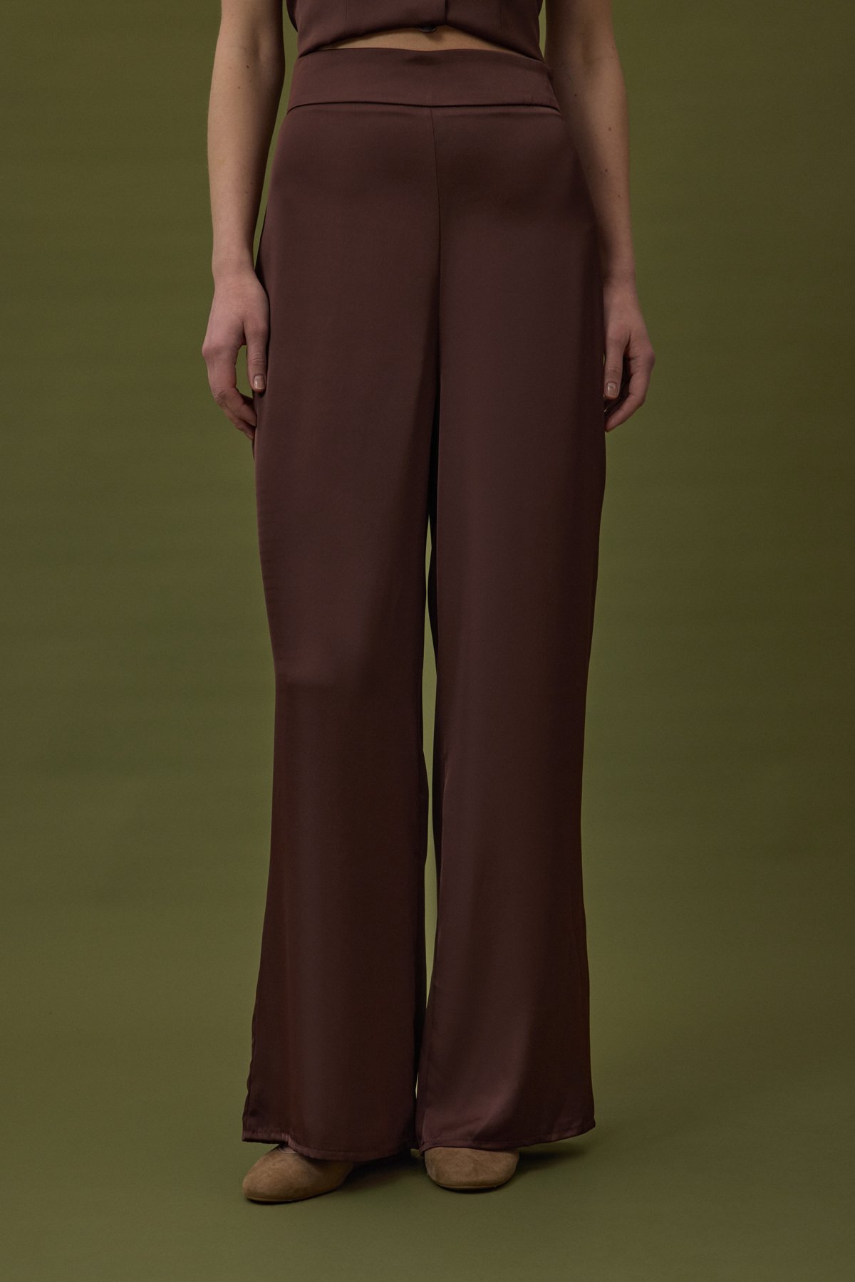 Saten Pantolon - Kahve