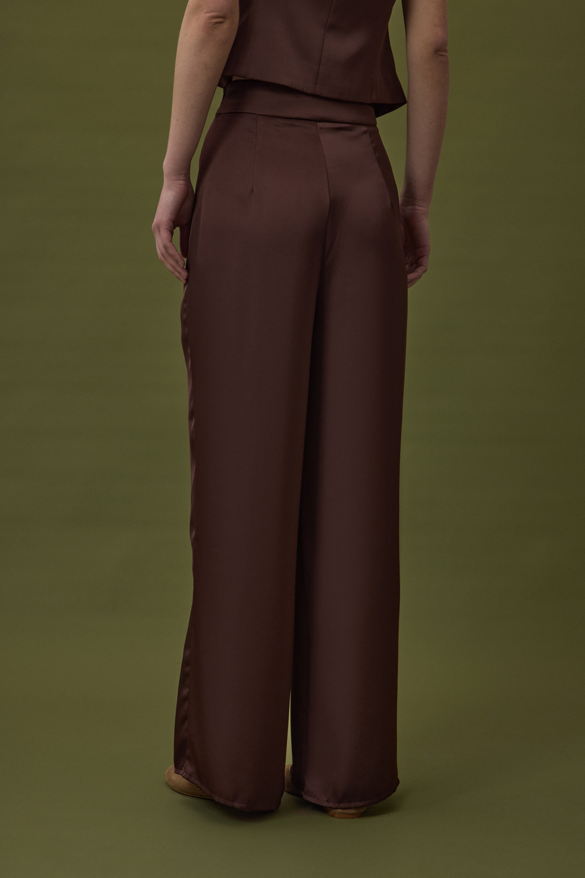 Satin Trousers - Brown
