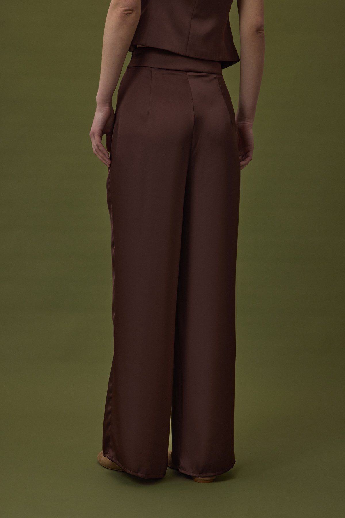 Saten Pantolon - Kahve
