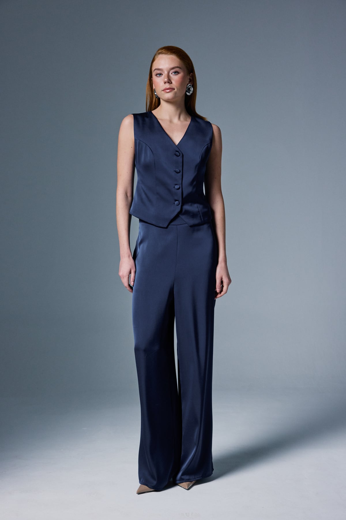 Satin Trousers - Blue