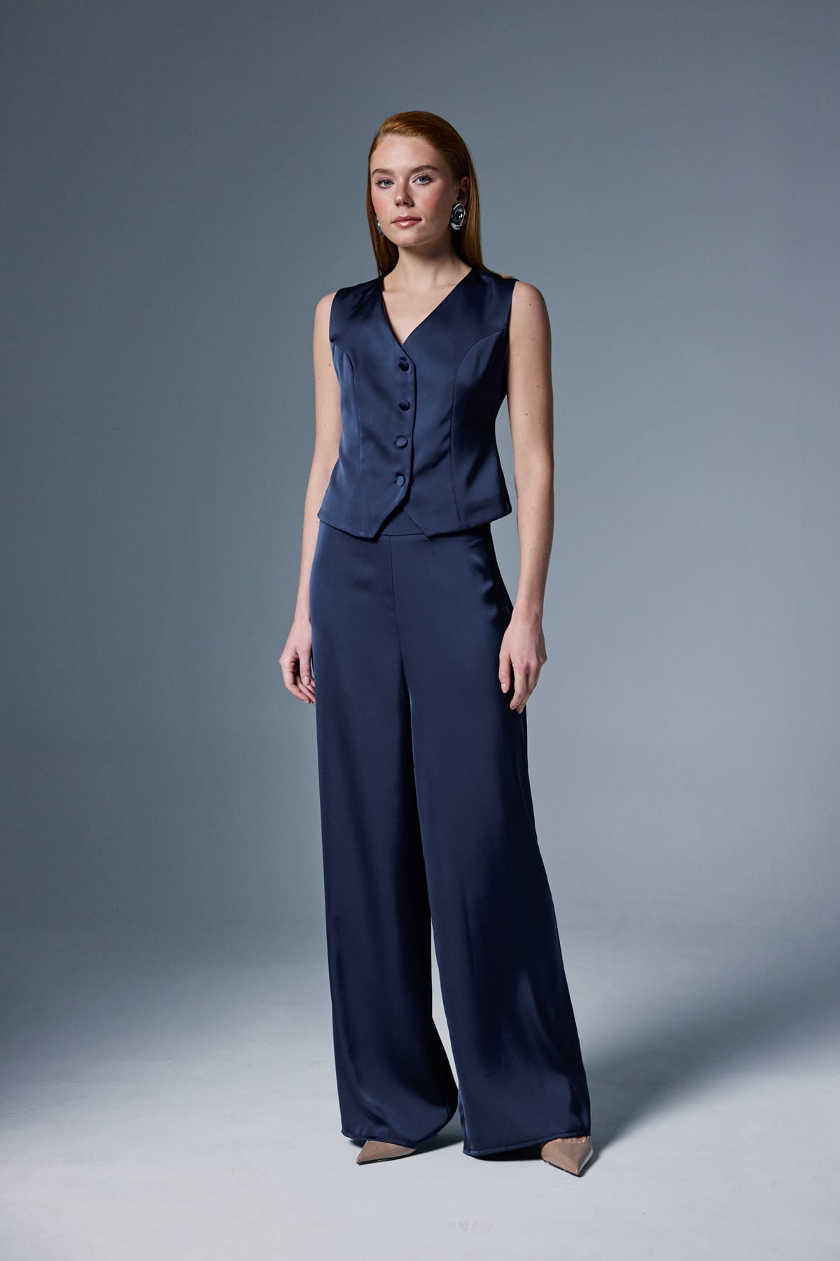 Satin Trousers - Blue
