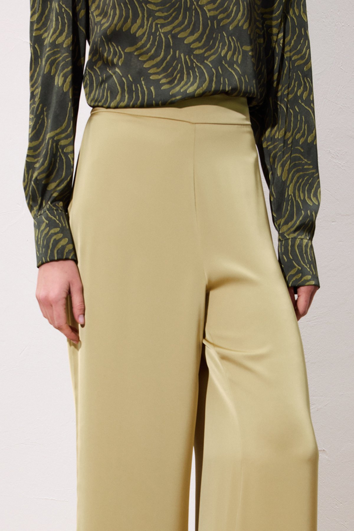 Saten Pantolon - Olive