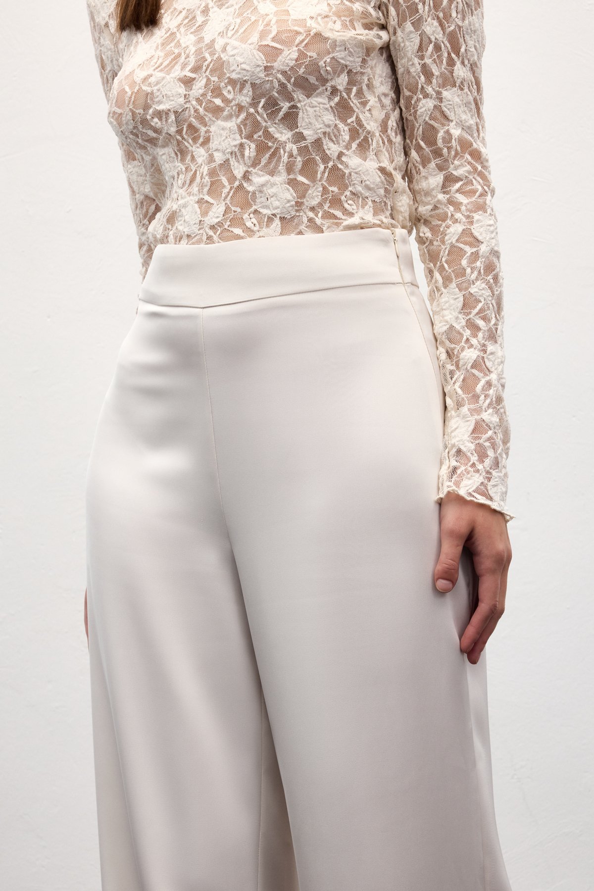 Saten Pantolon - Taş