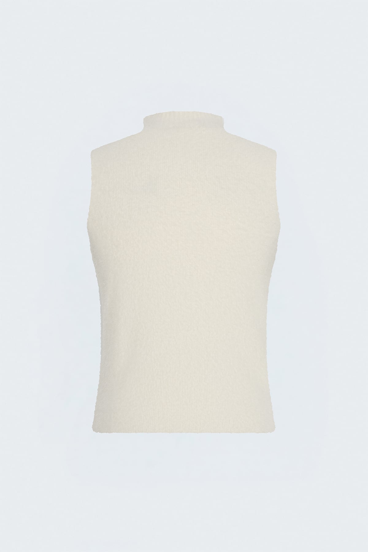 Zero Sleeve Bearded Knit Blouse - Cream