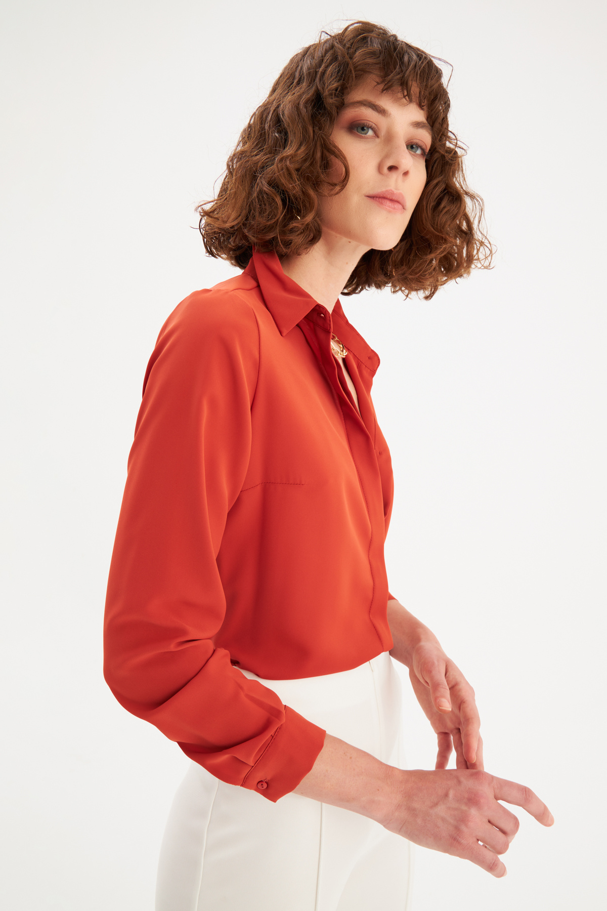 chiffon classic shirt - TILE