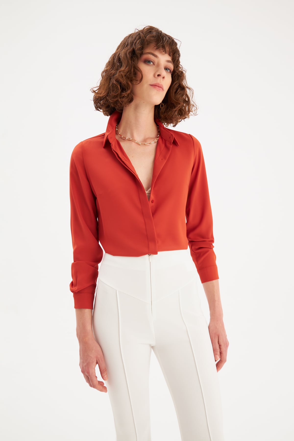 chiffon classic shirt - TILE