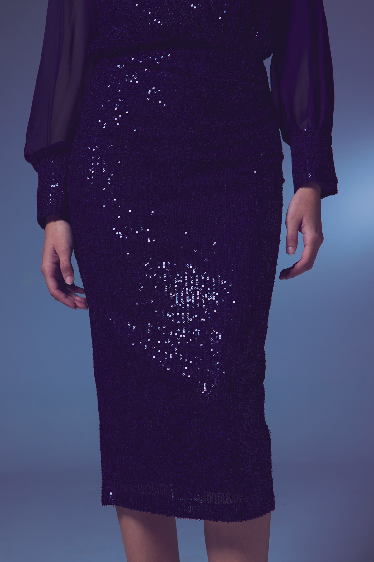 Şifon Kol Bodysuit Bluz - Lacivert