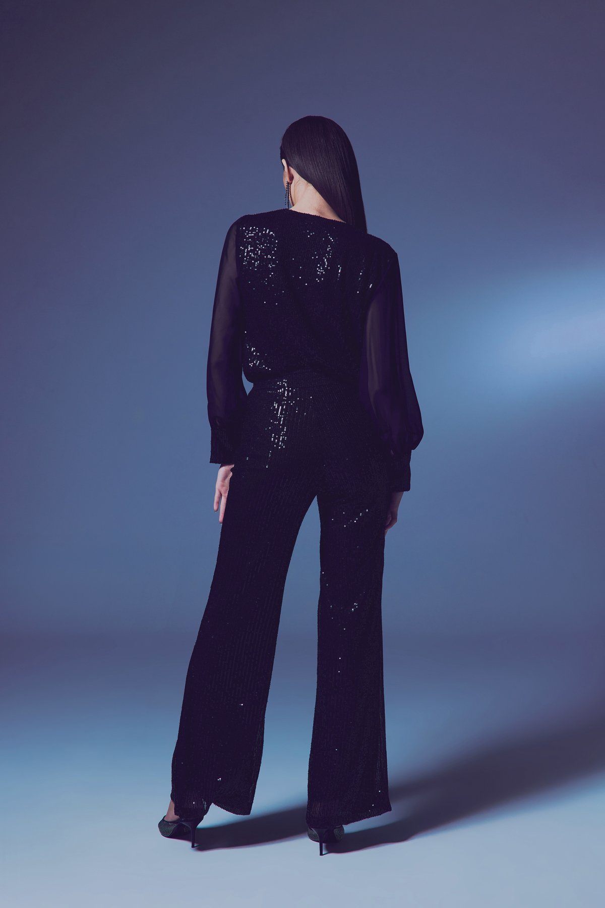 Şifon Kol Bodysuit Bluz - Siyah