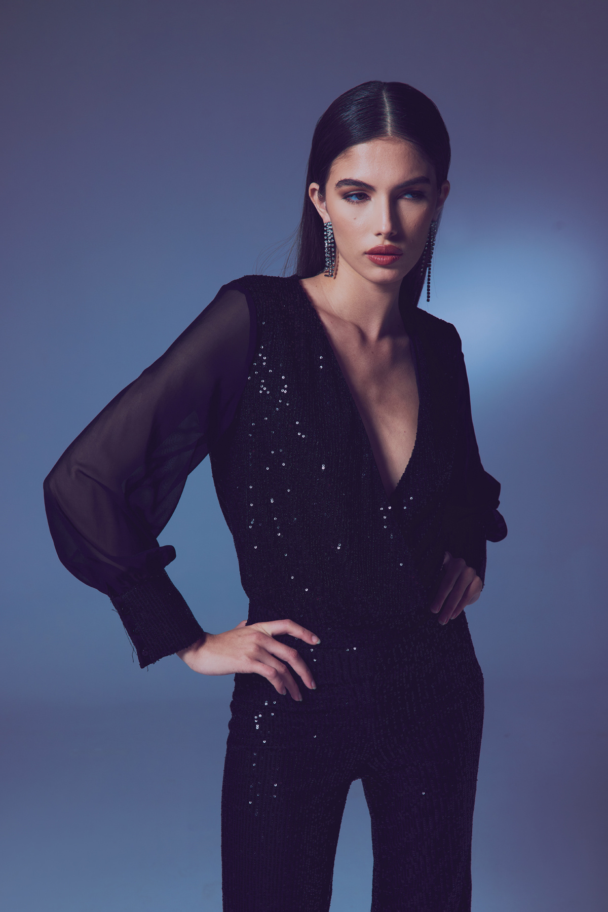 Şifon Kol Bodysuit Bluz - Siyah