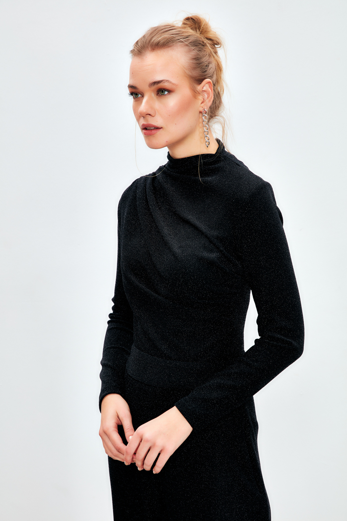 Simli Bodysuit Bluz - SİYAH