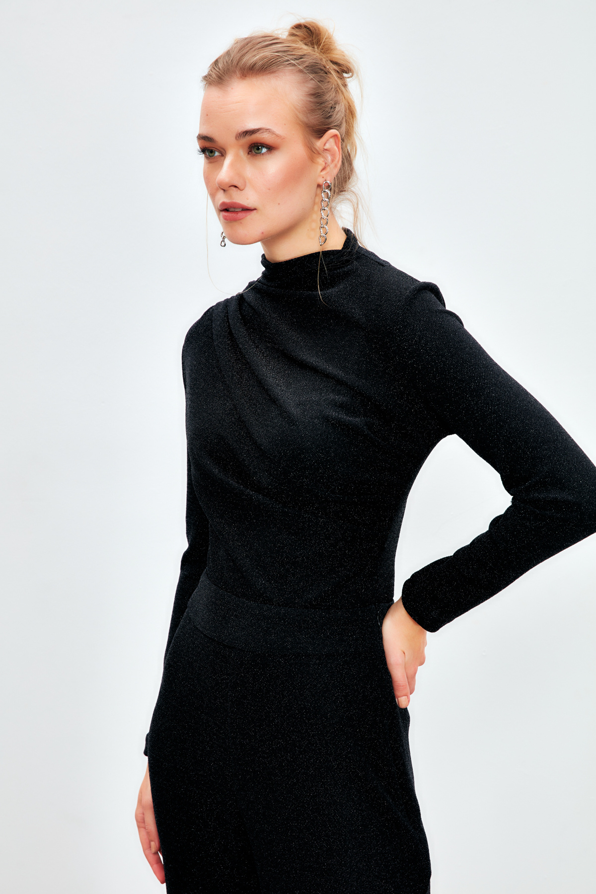 Simli Bodysuit Bluz - SİYAH