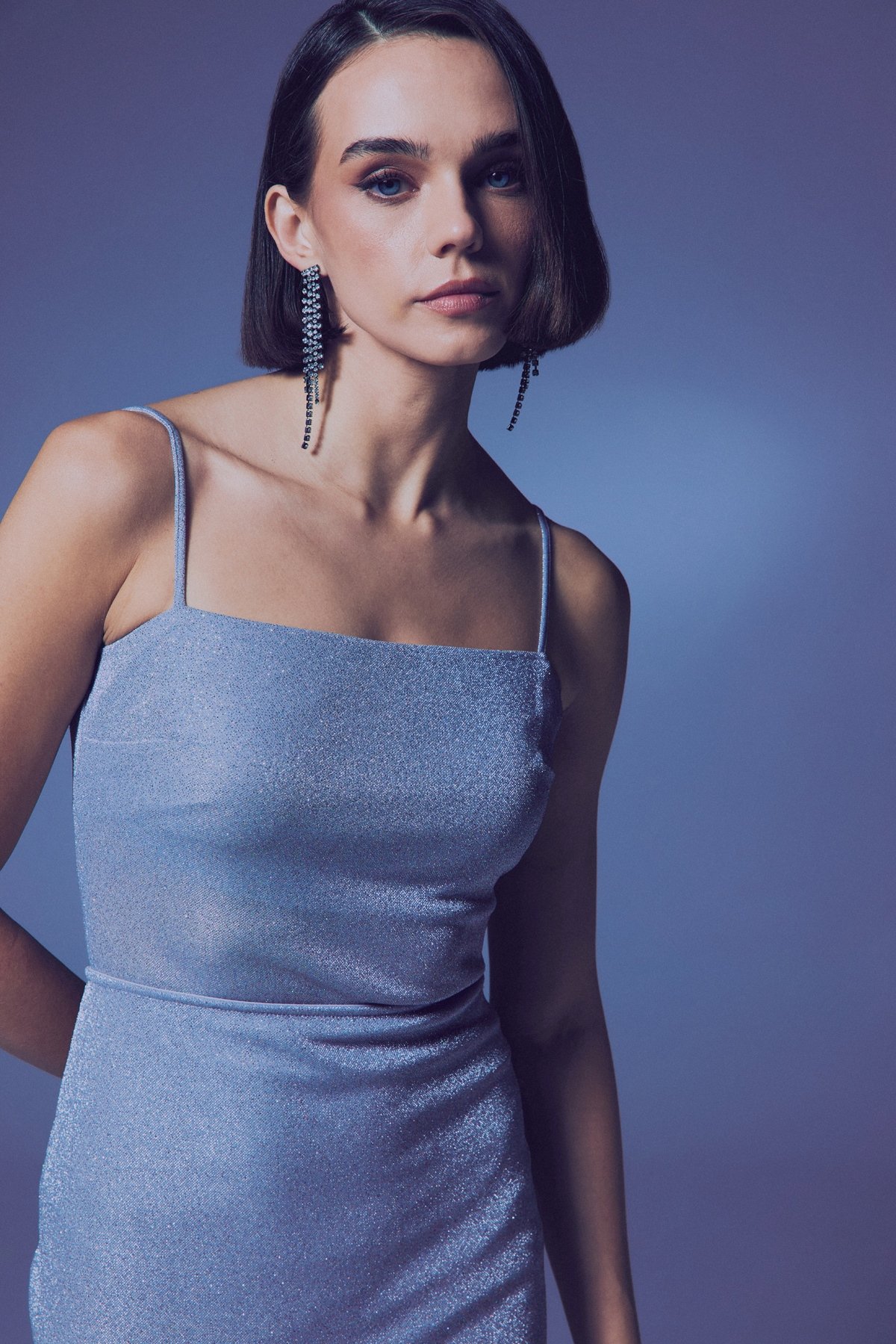 Glittery Rope Strap Bodysuit - Sılver