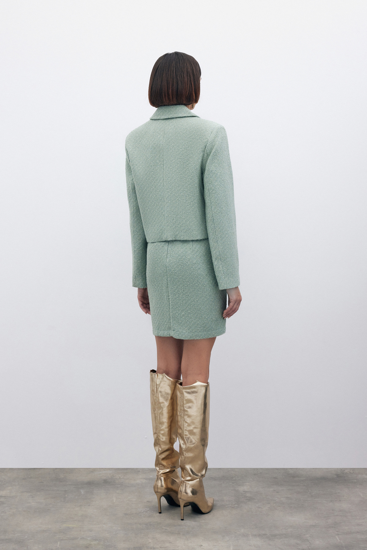 Simli Kısa Tüvit Ceket - MİNT