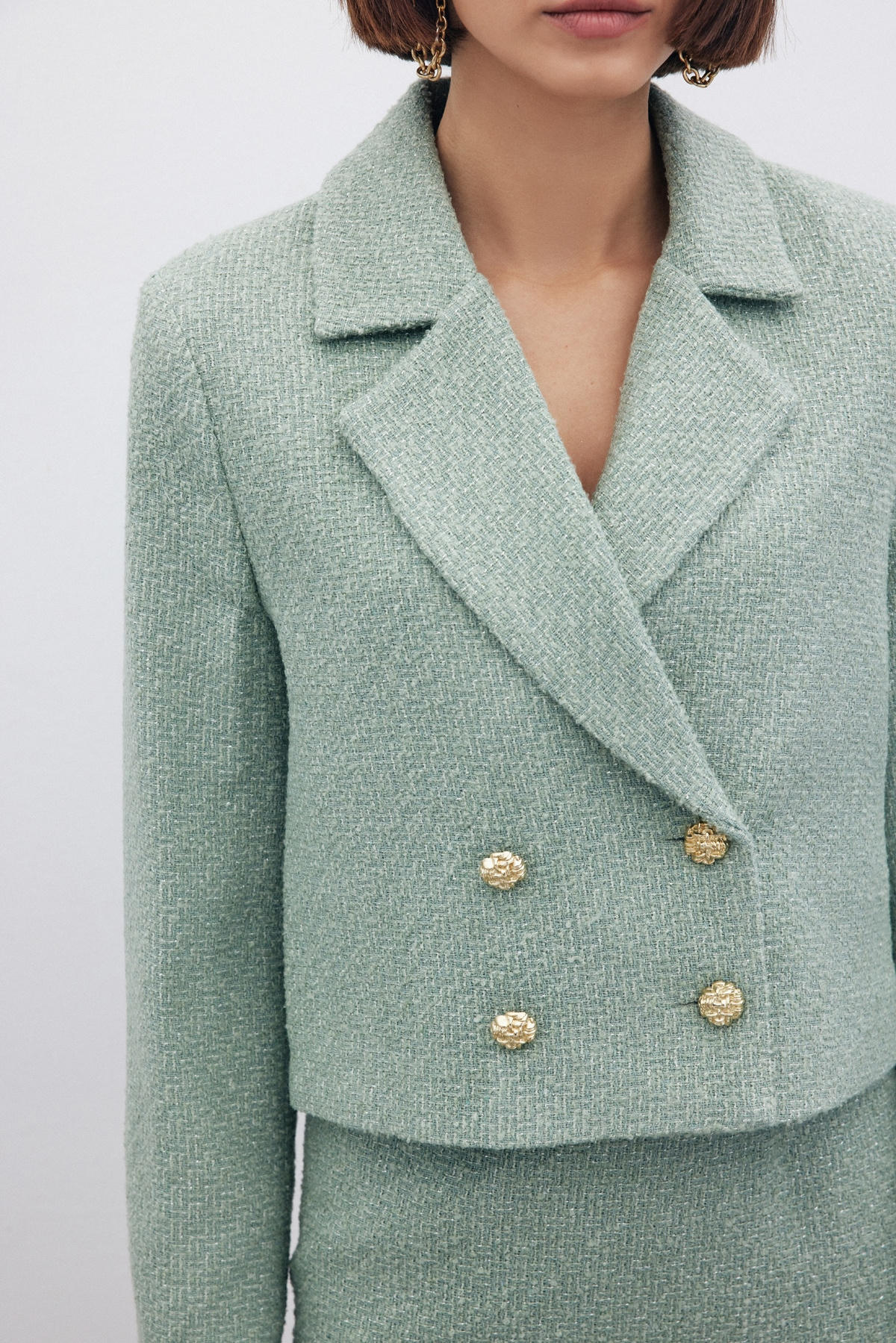 Simli Kısa Tüvit Ceket - MİNT