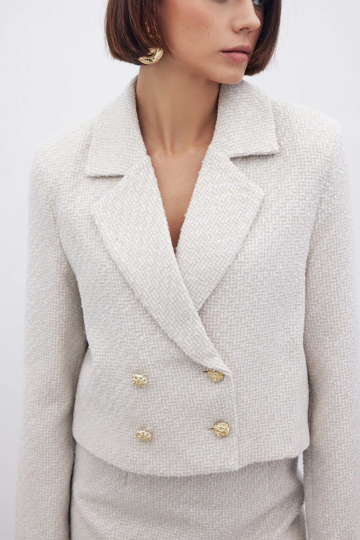 Simli Kısa Tüvit Ceket - TAŞ