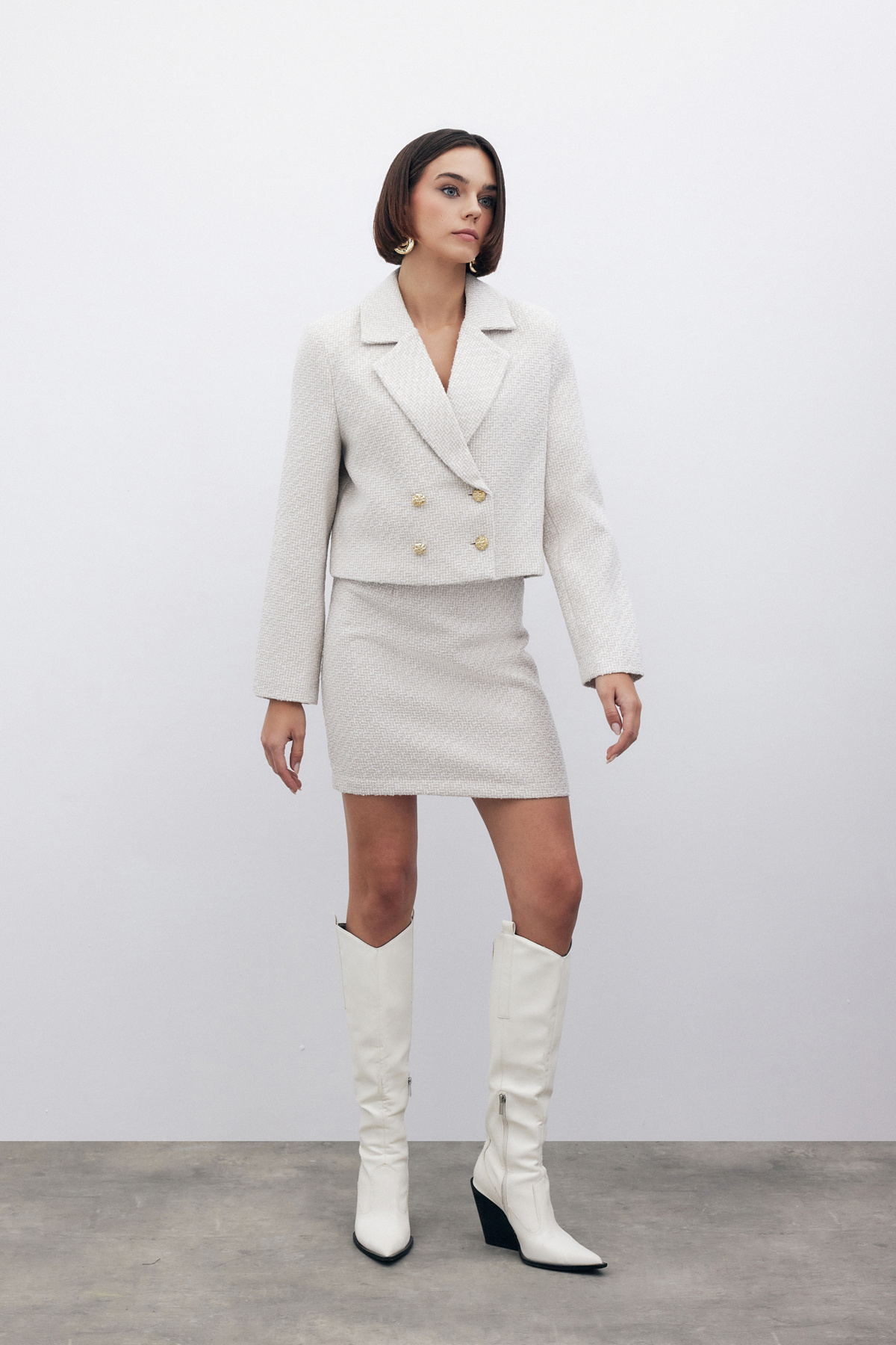 Simli Kısa Tüvit Ceket - TAŞ