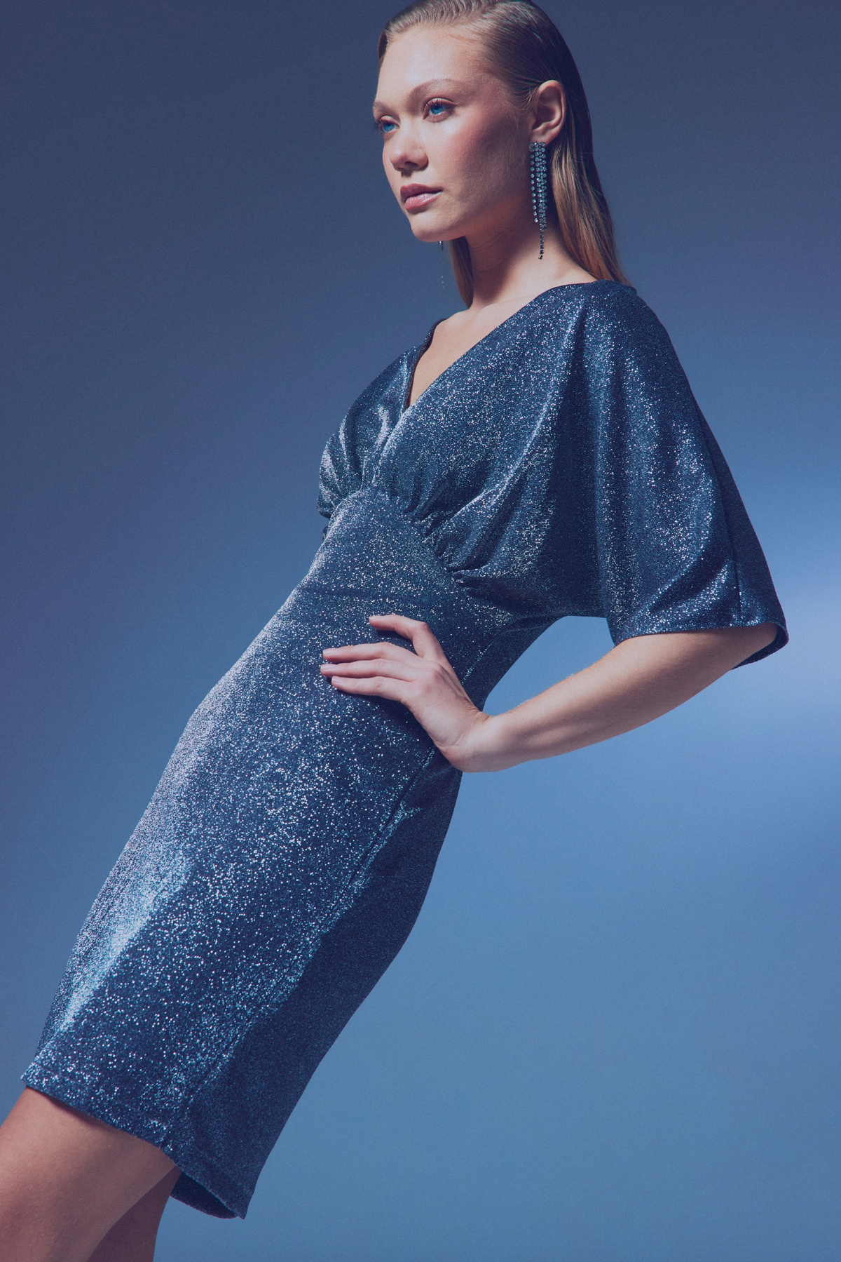 Simli Mini Elbise - ANTRASİT