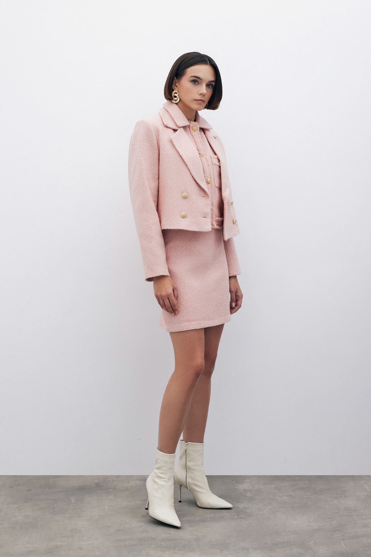 Simli Mini Tüvit Etek - PUDRA