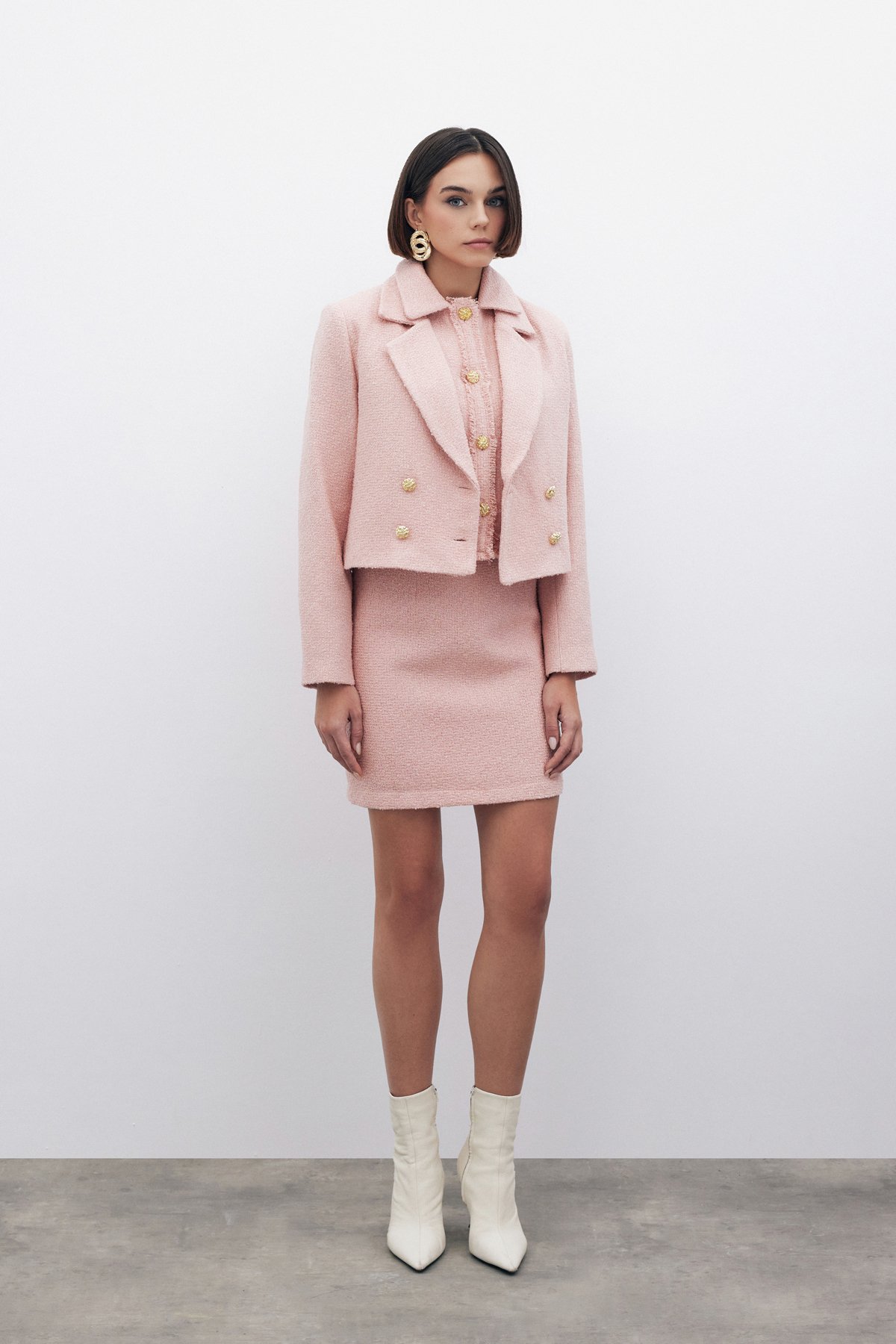 Simli Mini Tüvit Etek - PUDRA