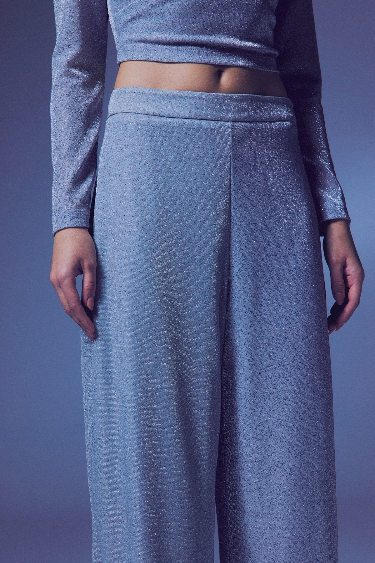 Simli Salaş Pantolon - Gümüş