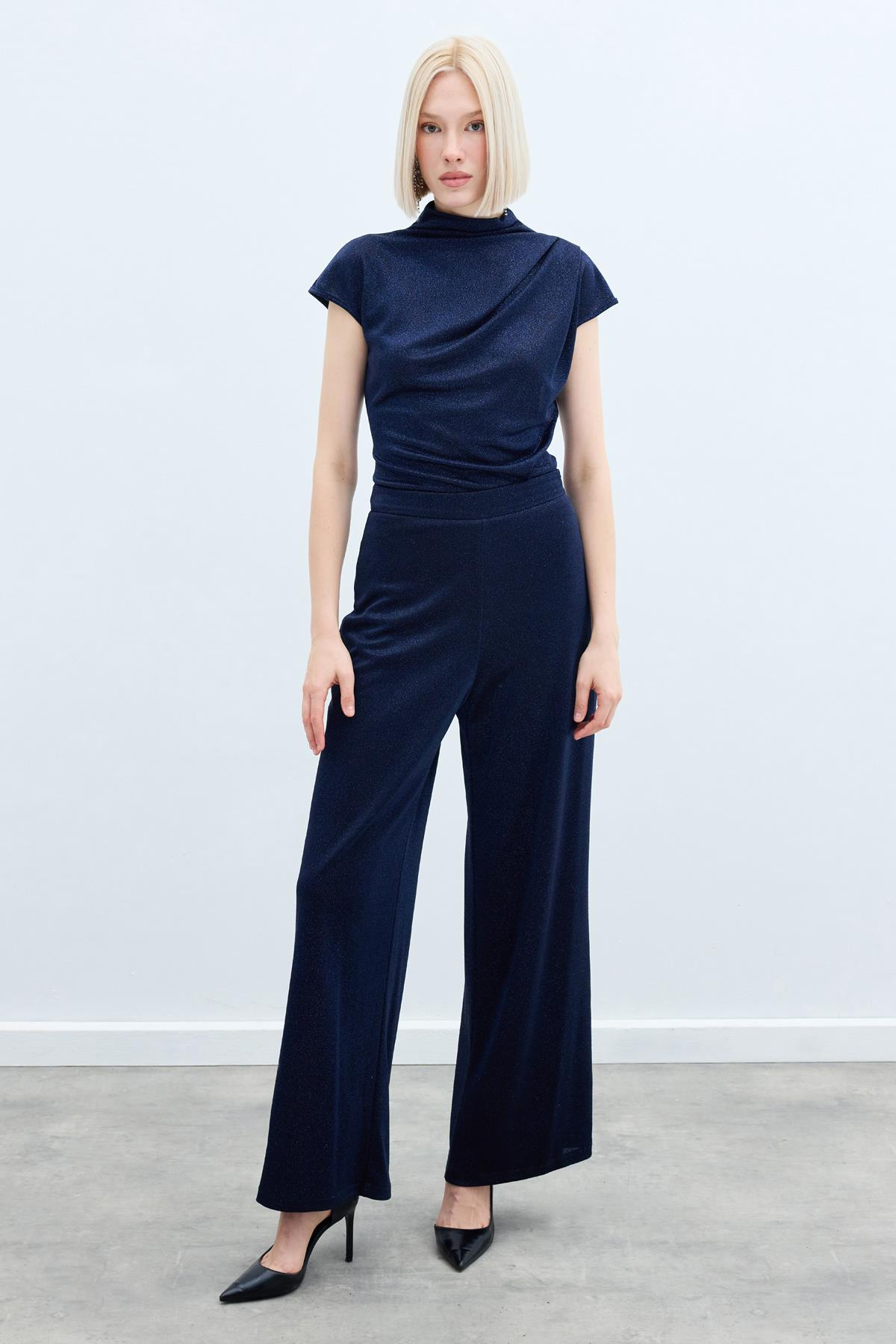 Glittery Casual Trousers - Blue