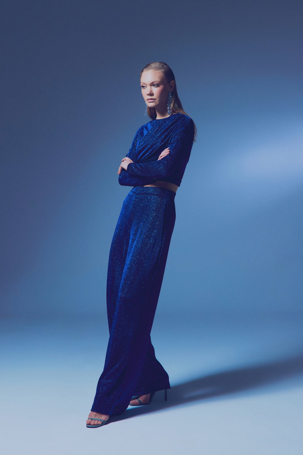 Simli Salaş Pantolon - SAX MAVİ