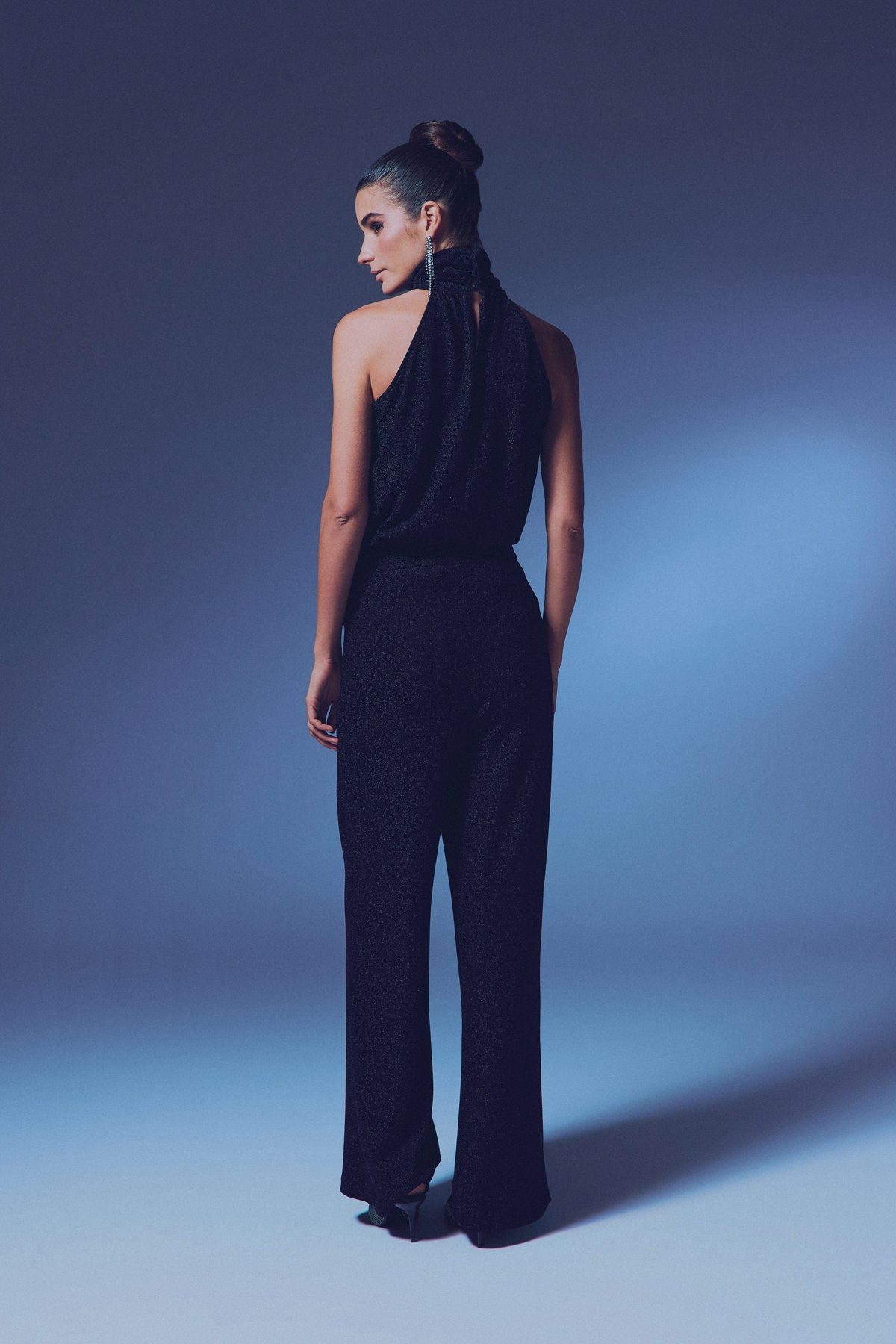 Simli Salaş Pantolon - SİYAH