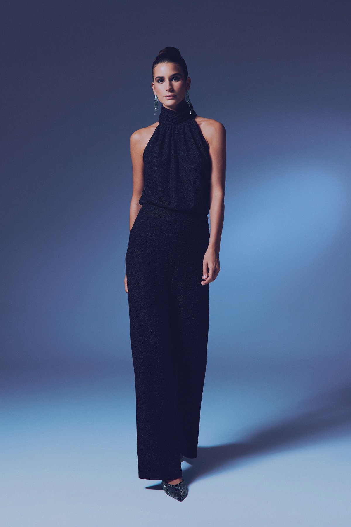 Simli Salaş Pantolon - SİYAH