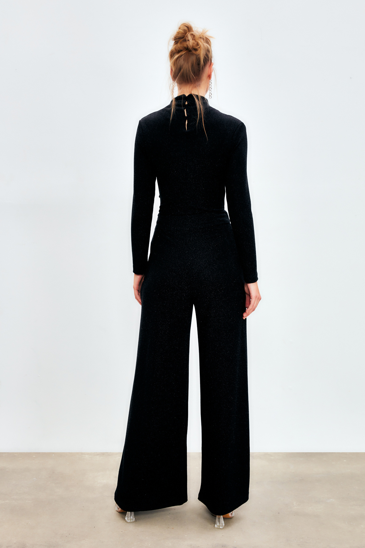 Simli Salaş Pantolon - SİYAH