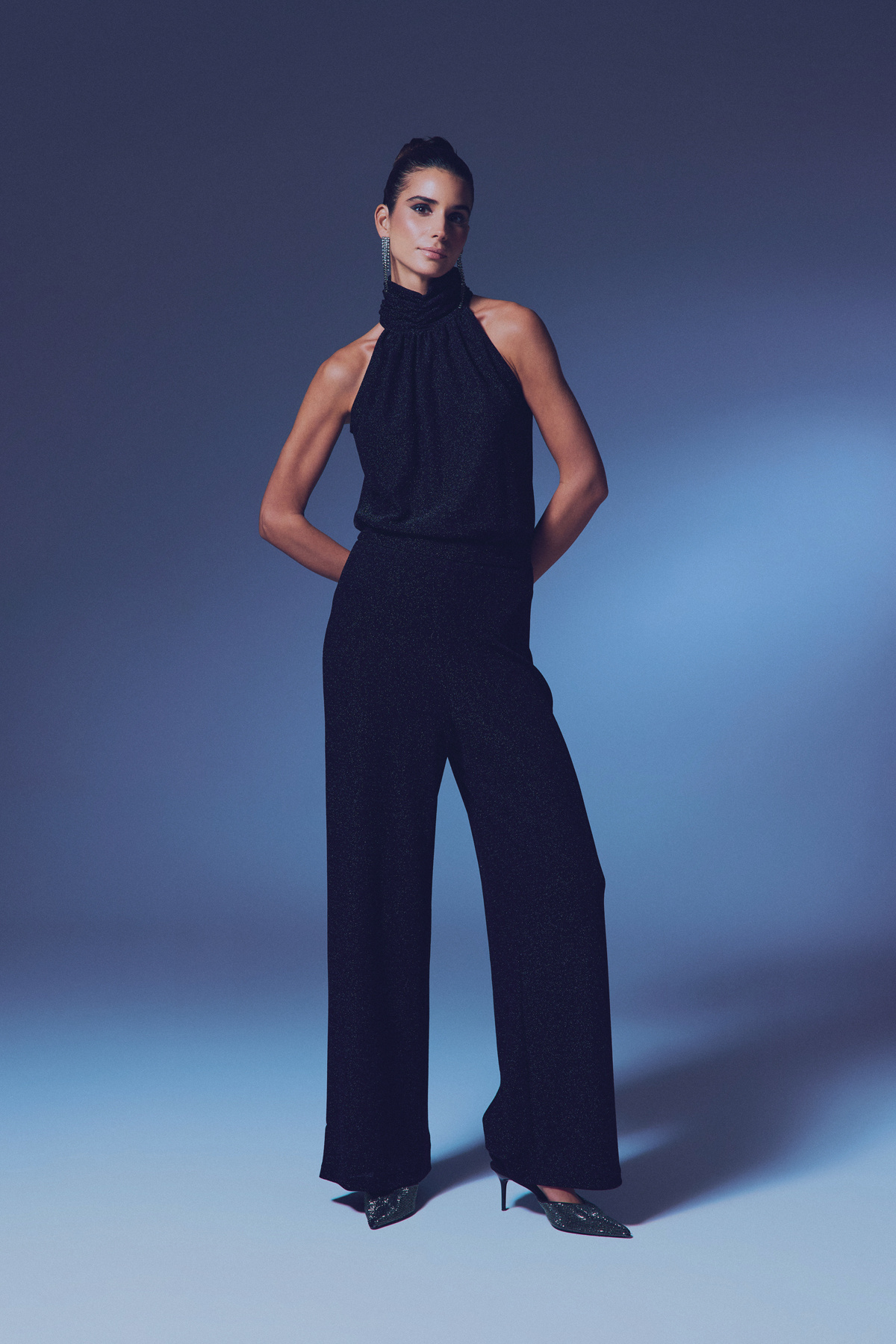 Simli Salaş Pantolon - SİYAH