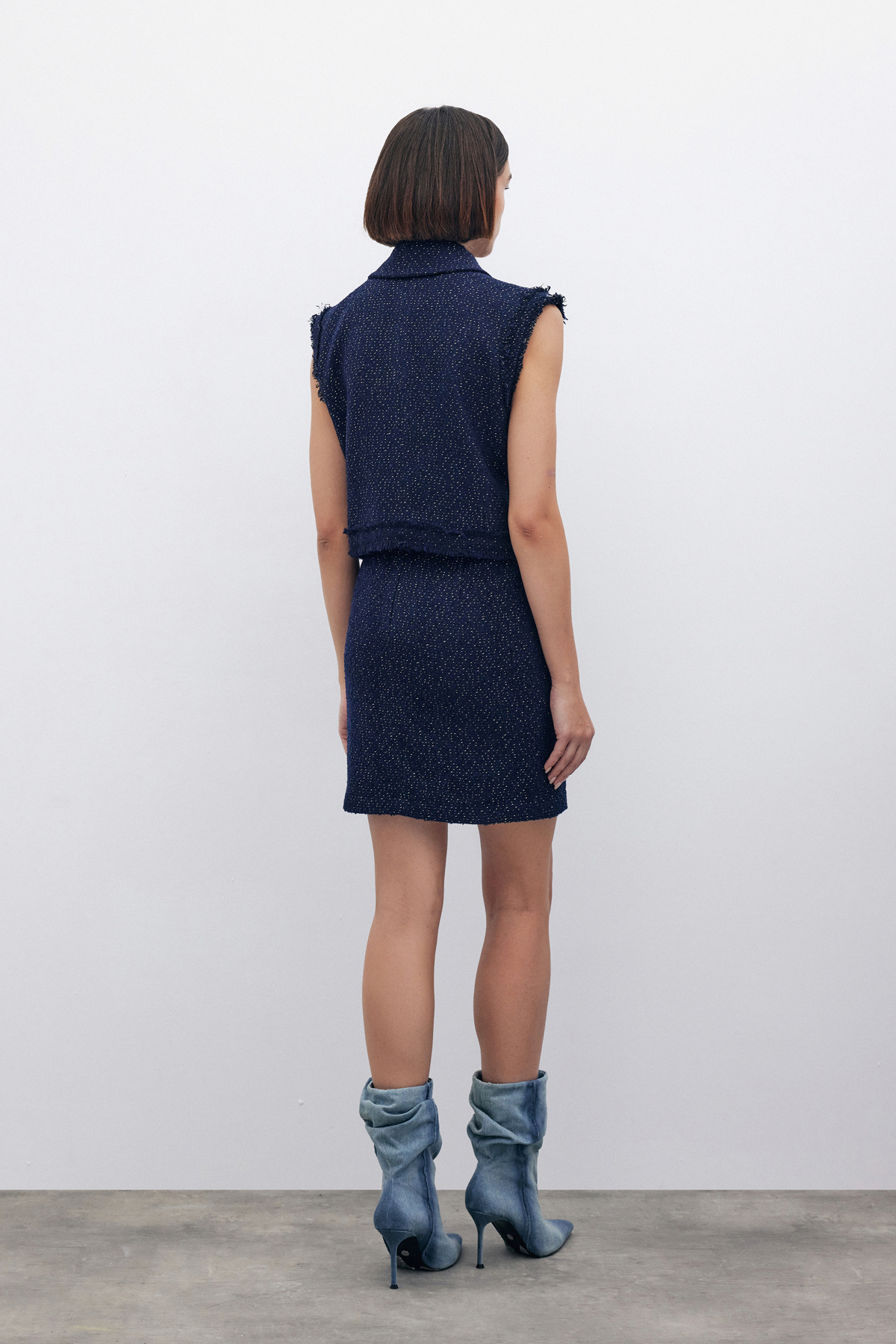 Simli Tüvit Yelek - LACİVERT