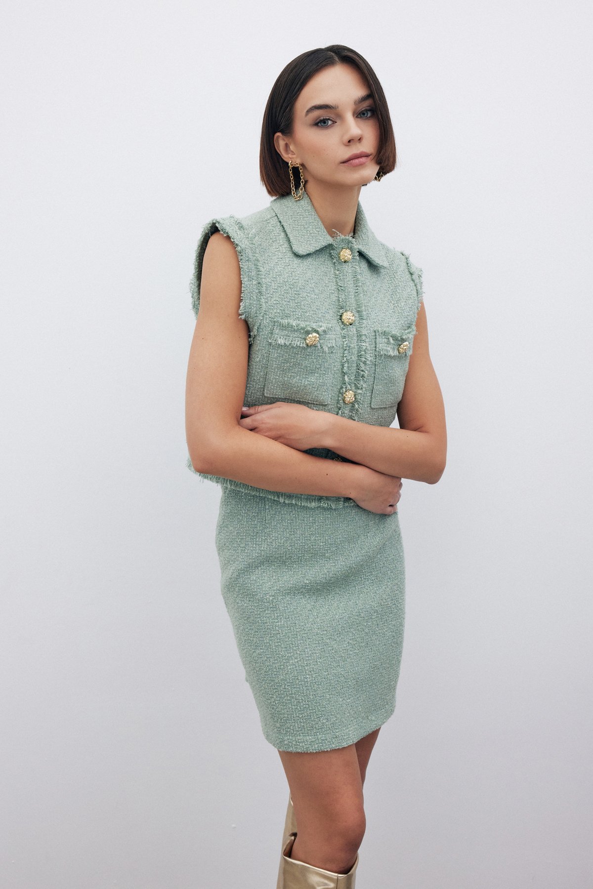 Simli Tüvit Yelek - MİNT