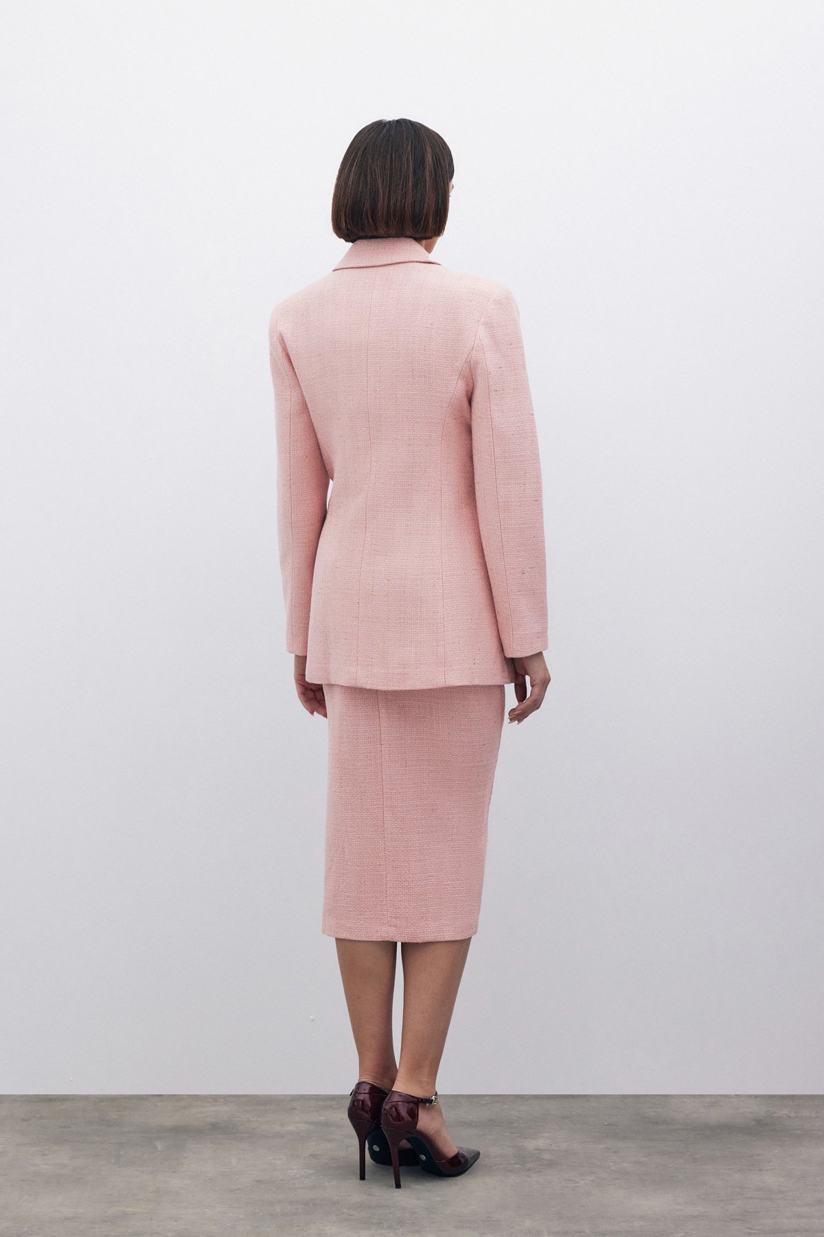 Simli Uzun Ceket - PEMBE