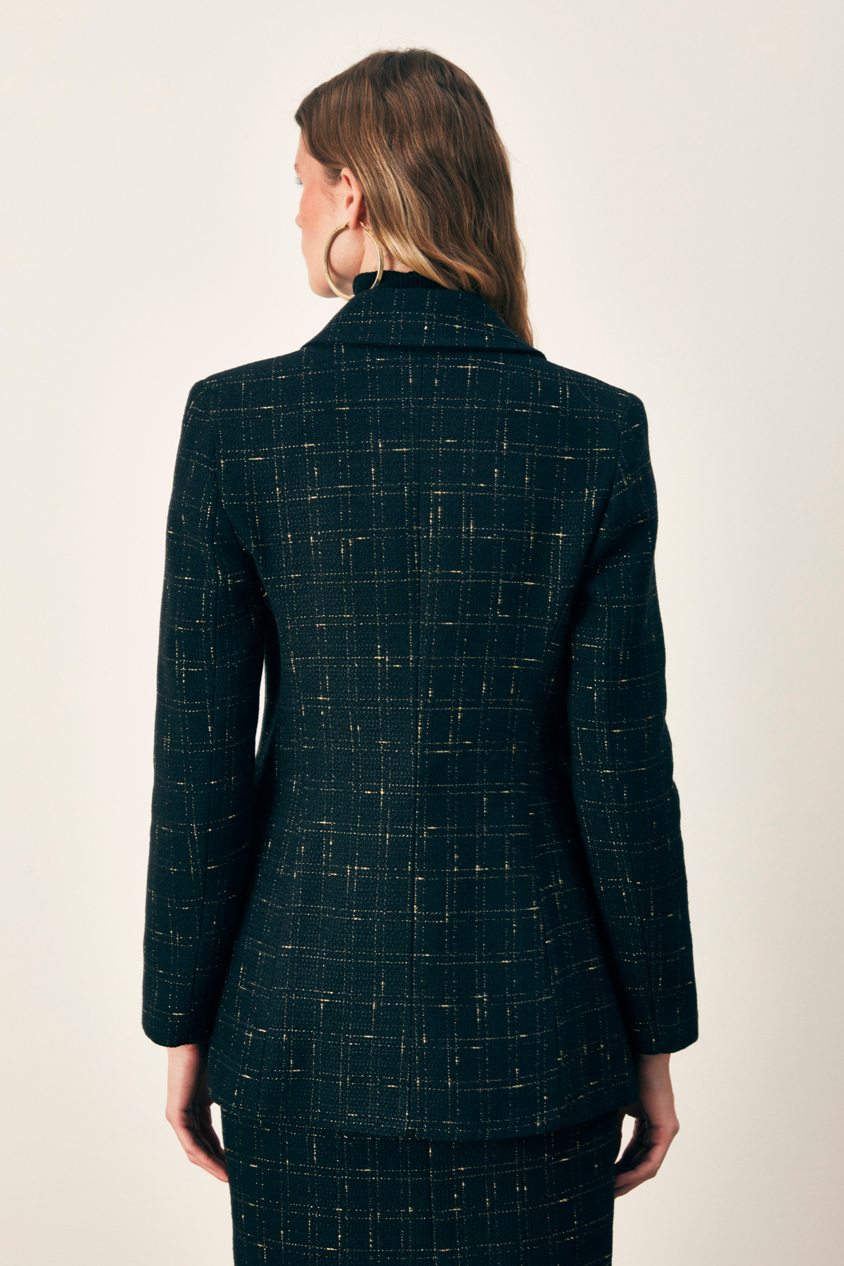 Simli Uzun Ceket - SİYAH