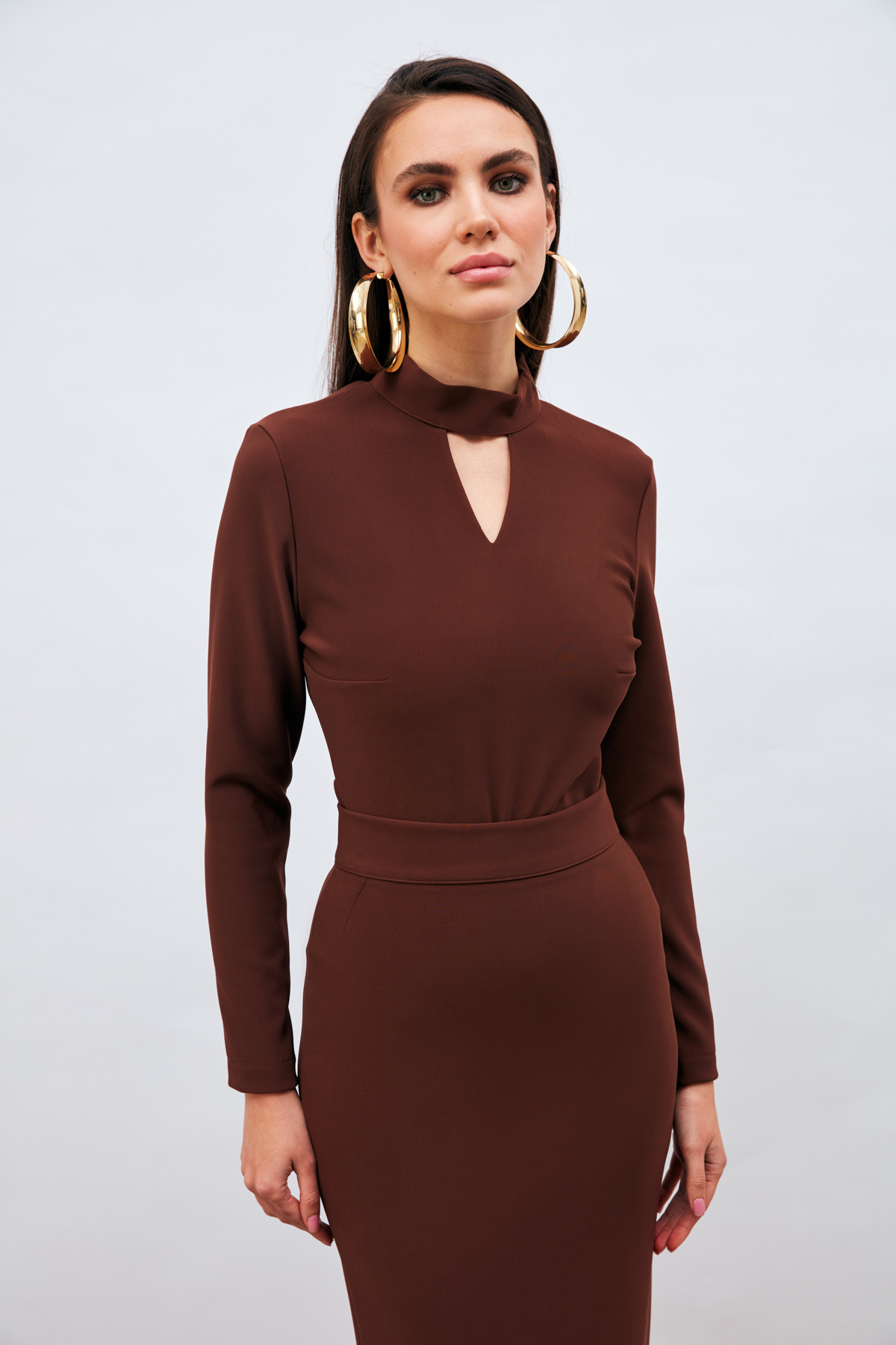 Sırt Detaylı Bodysuit Bluz - KAHVE