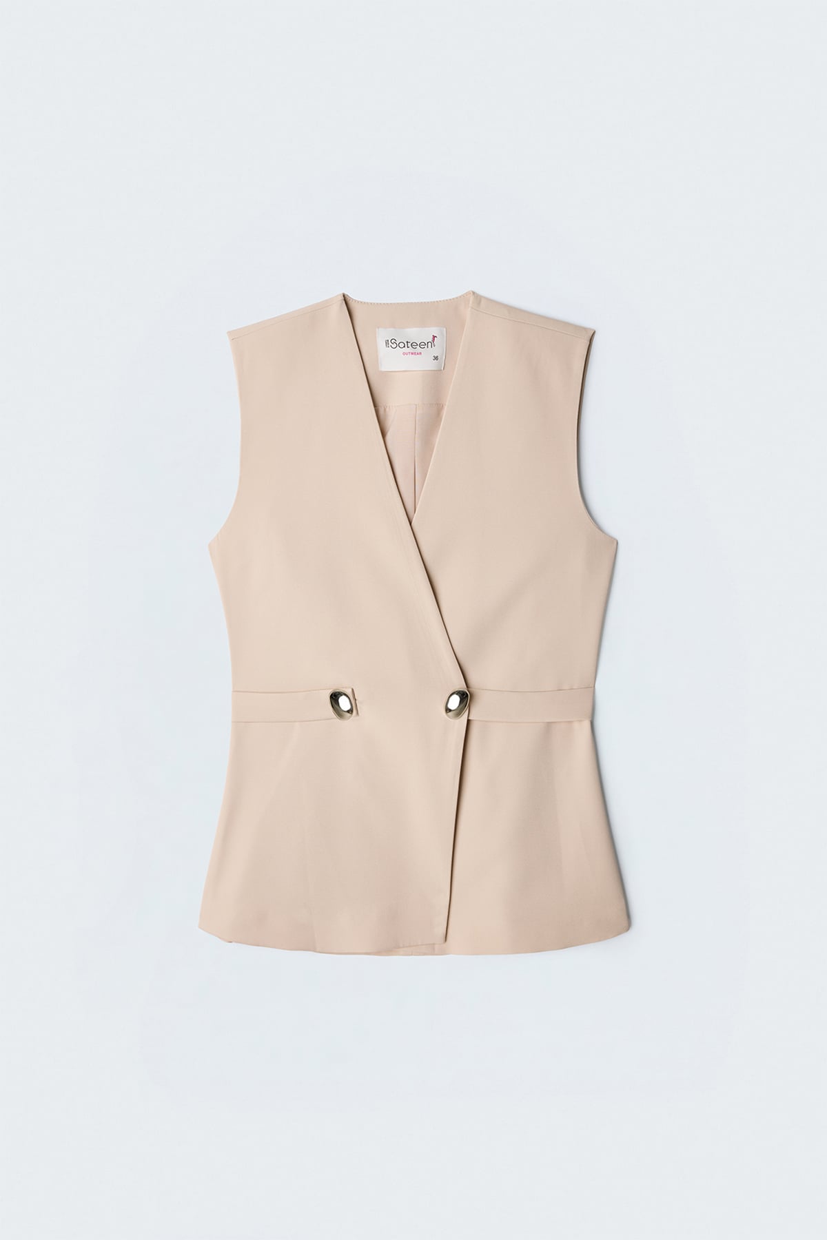 Sofia Button Detail Vest - Beıge