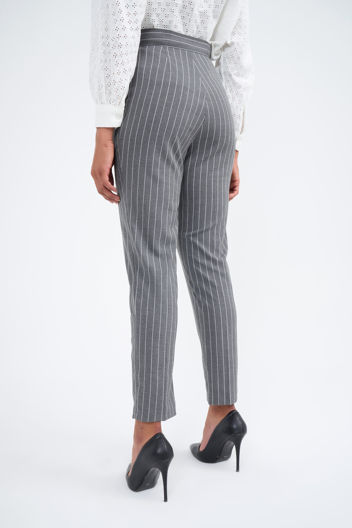 Straight çizgili pantolon - GRİ