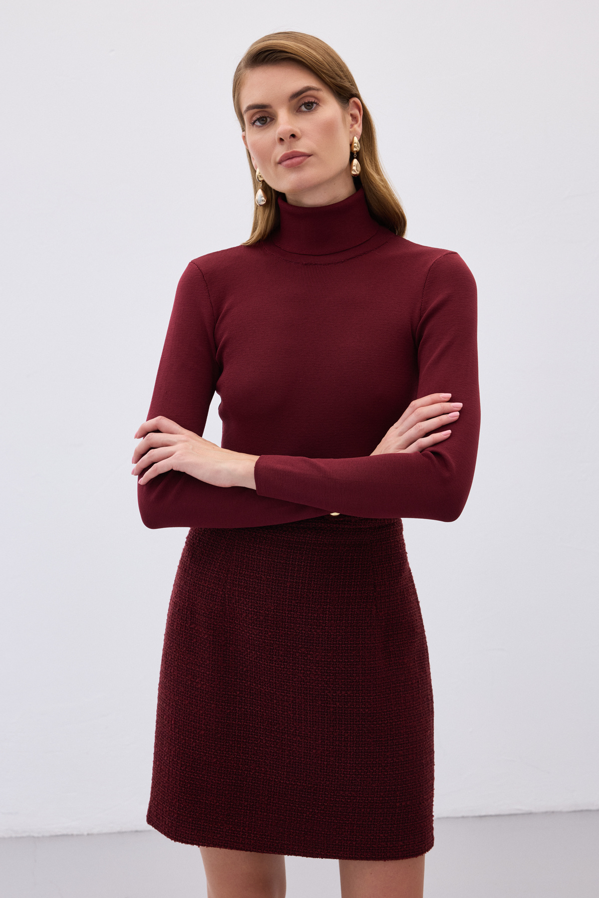 Tam Balıkçı Triko - Bordo