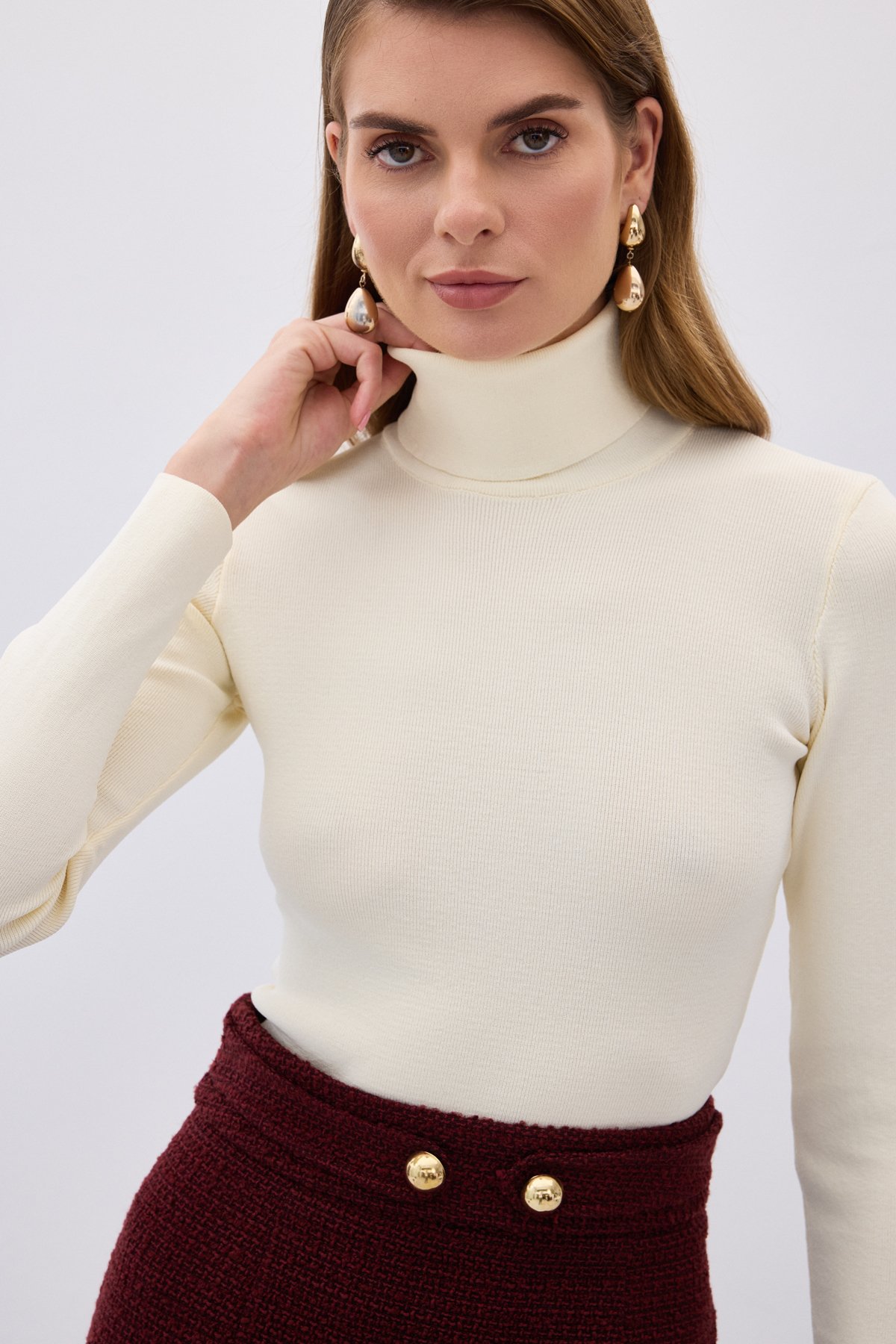 Tam Balıkçı Triko - Ekru