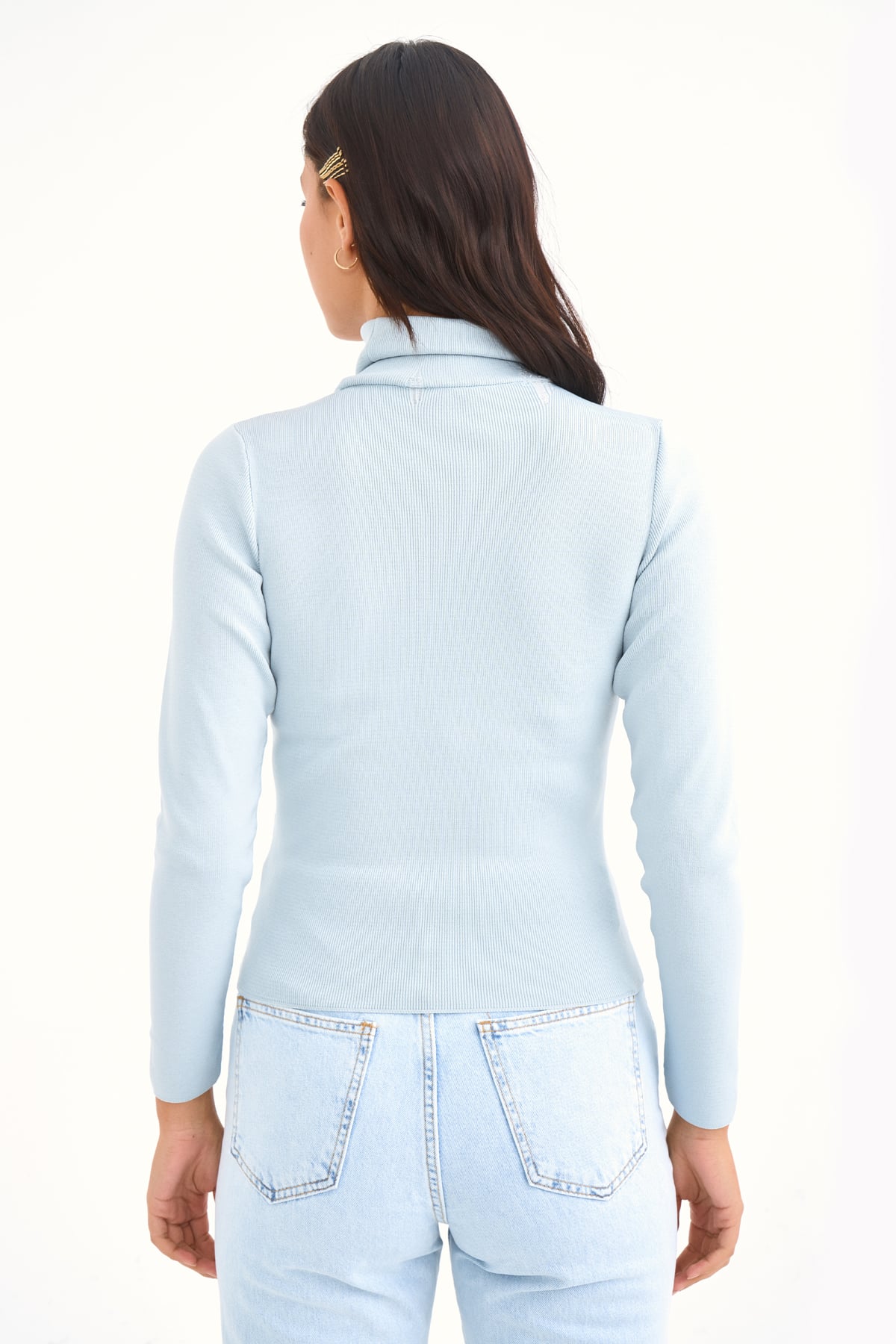 Full fisherman knit sweater - BEBE BLUE