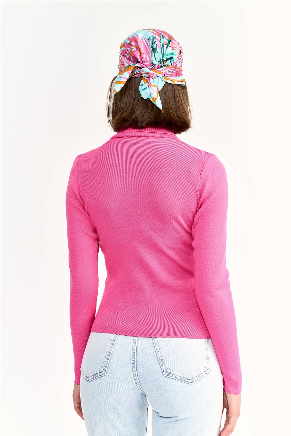 Full fisherman knit sweater - PINK