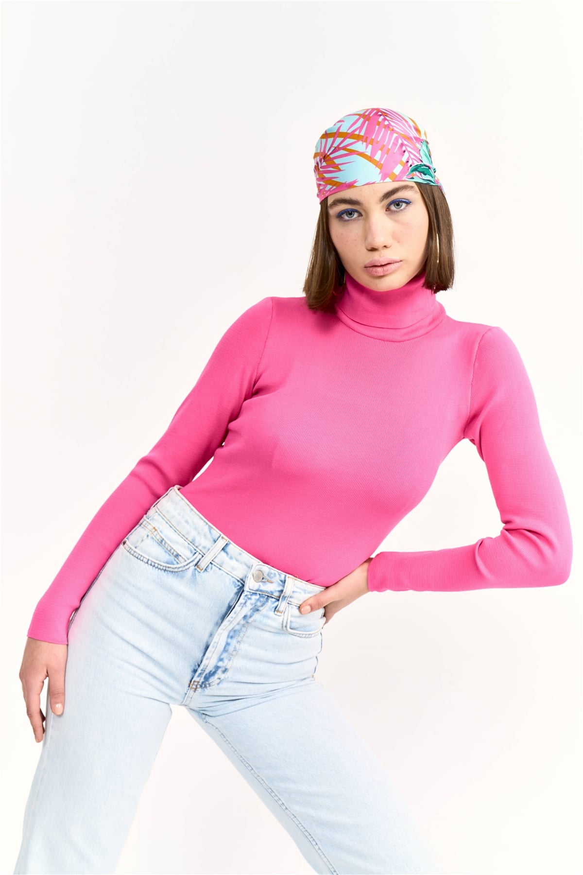 Full fisherman knit sweater - PINK