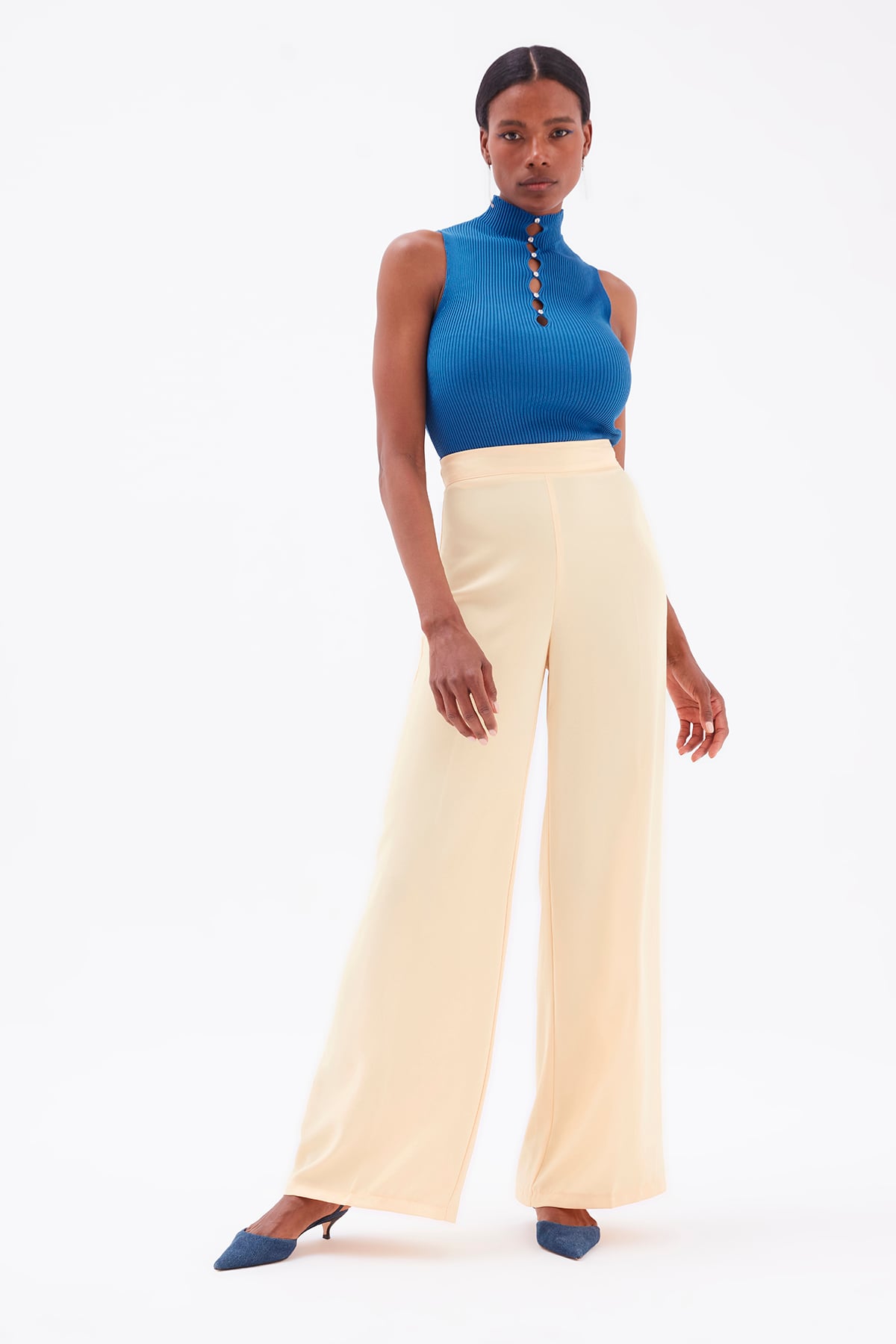 Stone Detailed Sleeveless Knitwear - BLUES